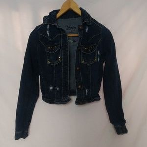 Vanity Denim Cropped Distress Long Sleeve Bolero